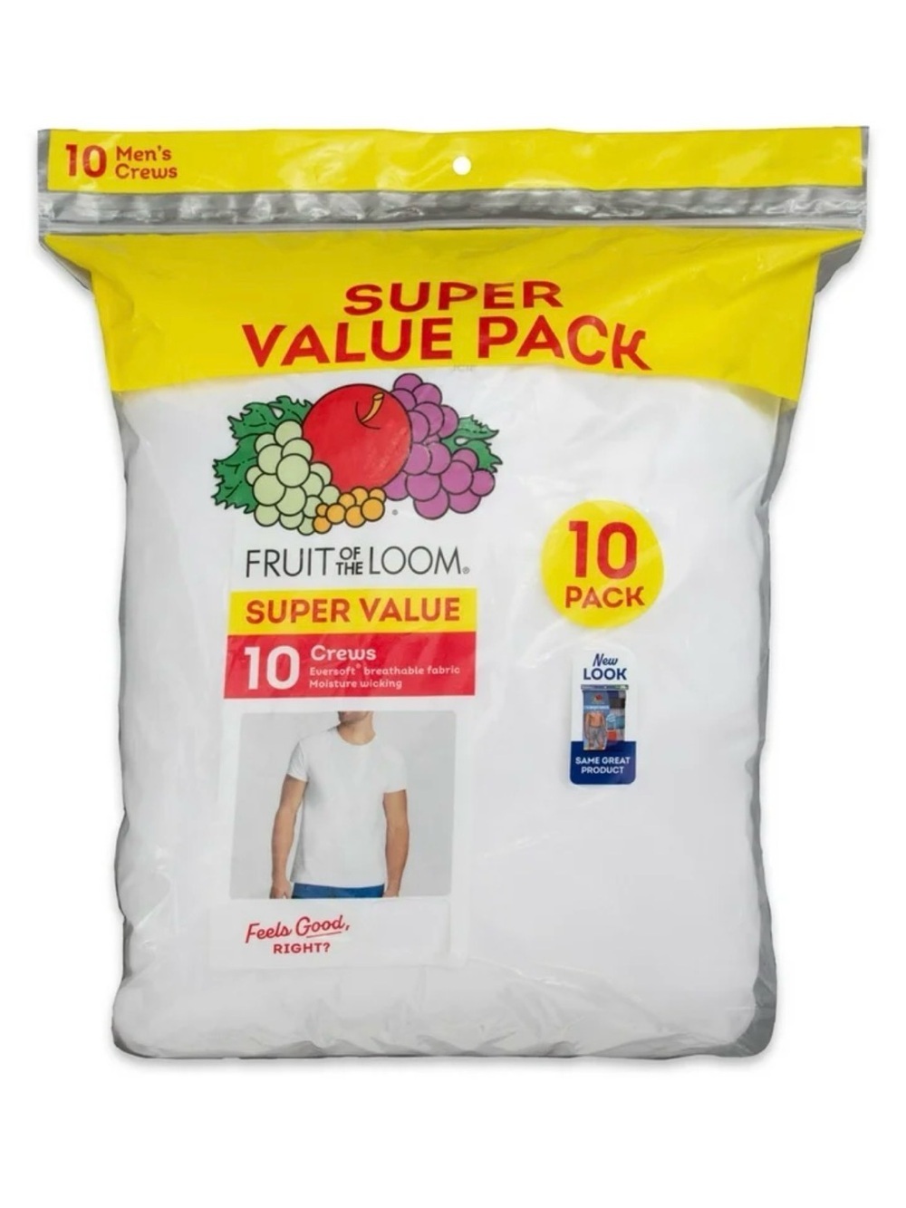 Fruit of the Loom White Crew T-Shirt 10-Pack Super Value size Small 34-36